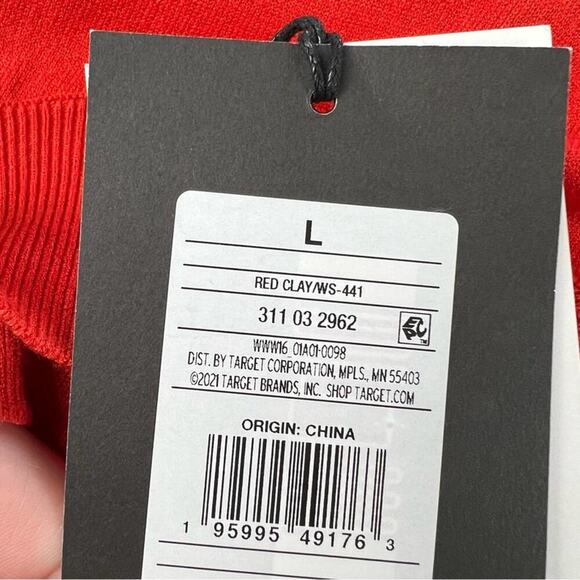 🆕 RED RUFFLE Knit TOP Tank Sweater Vest Who What Wear L NEW NWT - Picture 6 of 12